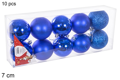 [112743] 10 palline blu lucide/opache/glitterate 7cm