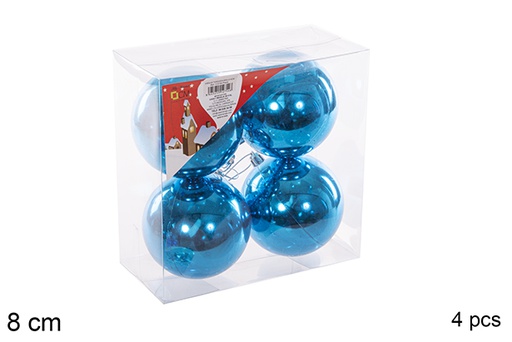 [112754] 4 boules turquoise brillantes 8cm