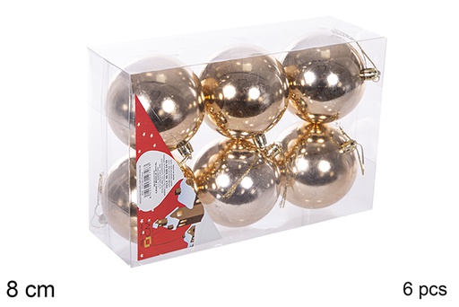 [112760] Pack 6 champagne shiny bauble 8 cm