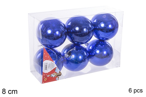 [112763] Pack 6 bolas azul brillo 8 cm