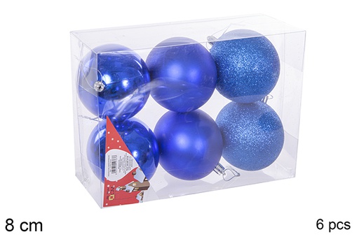 [112767] Pack 6 shiny/matte blue balls 8 cm