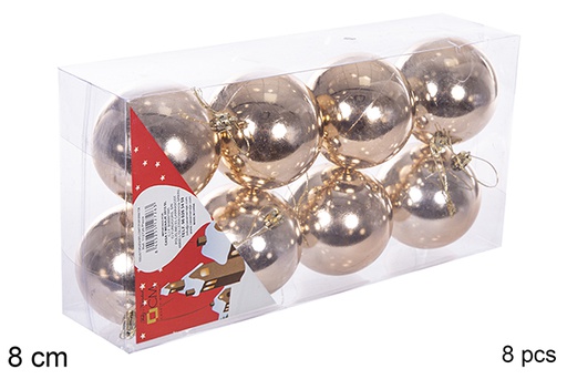 [112768] 8 boules champagne brillantes 8cm