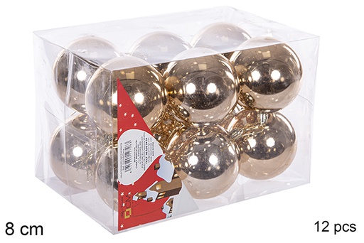 [112784] Pack 12 bolas champagne brillo 8 cm