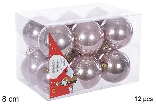 [112785] Pack 12 bolas ouro rosa brilhantes 8 cm