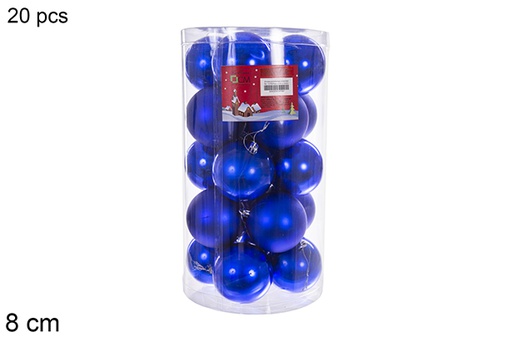 [112799] Pack 20 palline blu lucide/opache nel cilindro 8 cm