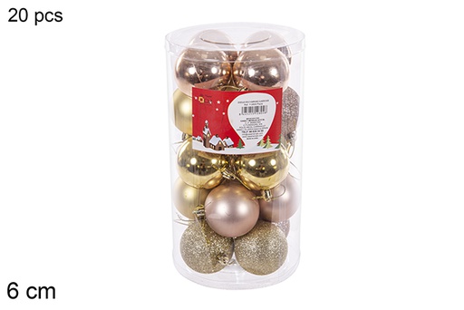 [112804] Pack 20 bolas oro/champagne cilindro 6 cm