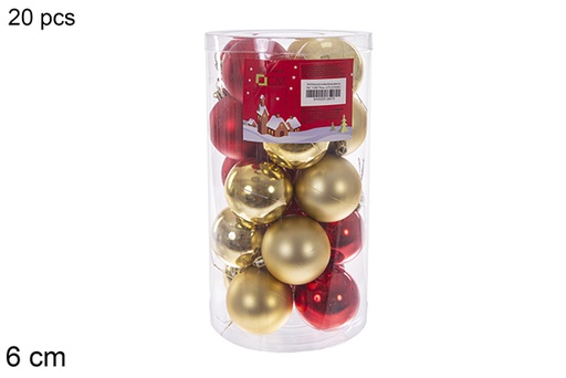 [112807] Pack 20 palline rosse/oro lucide/opache assortite cilindro 6 cm