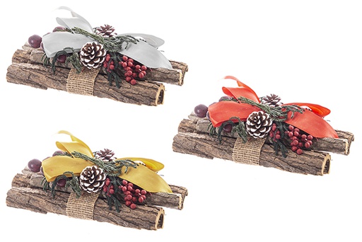 [113308] Christmas centerpiece with assorted colored bow