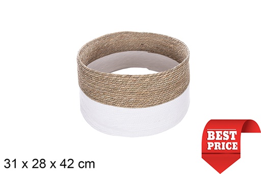 [114162] Base sapin Noël en jonc de mer-corde de papier blanc 31x28 cm