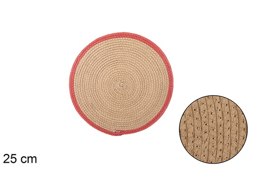 [114164] Natural/red rope trivet 25 cm