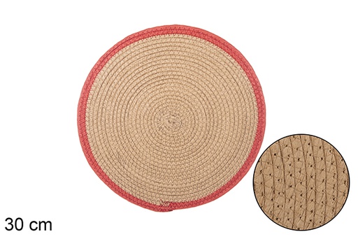 [114168] Dessous de plat en corde de papier naturel/rouge 30 cm