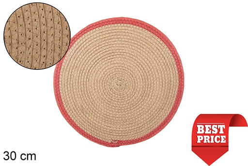 [114168] Salvamantel cuerda papel natural/rojo 30 cm
