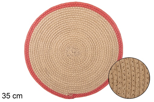 [114172] Dessous de plat en corde de papier naturel/rouge 35 cm