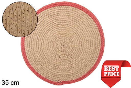 [114172] Salvamantel cuerda papel natural/rojo 35 cm