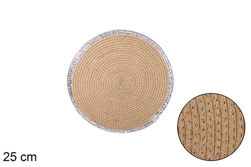 [114175] Natural/silver paper rope trivet 25 cm