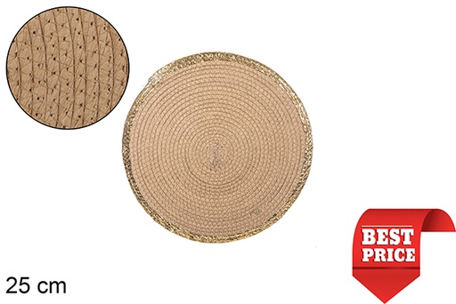 [114176] Dessous de plat en corde de papier naturel/doré 25 cm