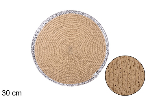 [114179] Natural/silver paper rope trivet 30 cm