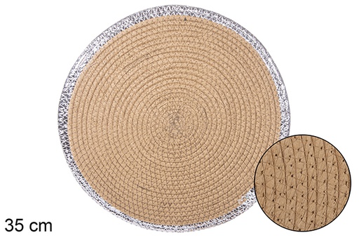 [114183] Natural/silver paper rope trivet 35 cm