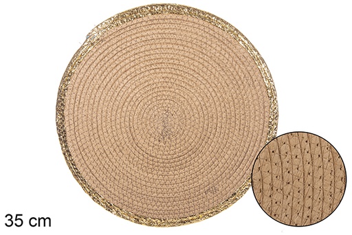 [114184] Natural/gold paper rope trivet 35 cm