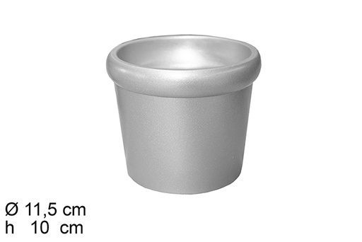 [113008] Cement silver pot with rim 11,5x10 cm