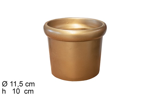 [113009] Gold cement planter with rim 11,5x10 cm