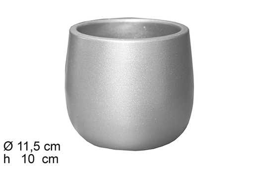 [113017] Curved cement silver planter 11,5x10 cm