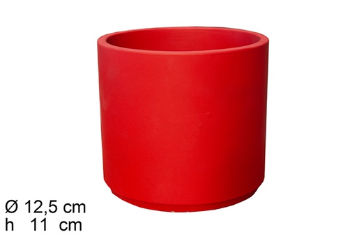 [113022] Pot de fleur rouge cylindrique en ciment 12,5x11 cm