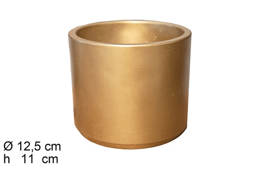 [113024] Cylindrical cement gold flower pot 12,5x11 cm