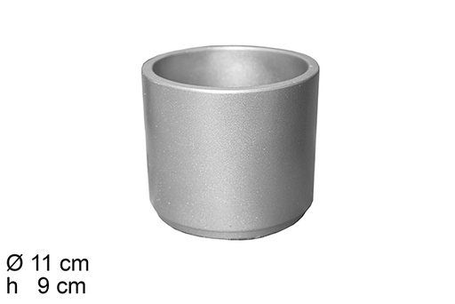 [113026] Cylindrical cement silver planter 11x9 cm