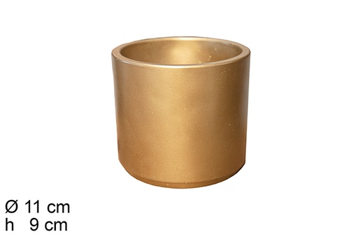 [113027] Vaso da fiori cilindrico in cemento oro 11x9 cm