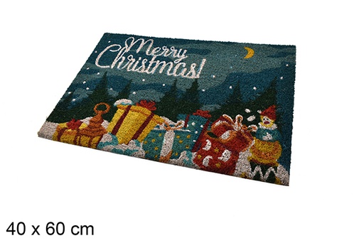 [113840] Paillasson décoré Merry Christmas vert 40x60 cm