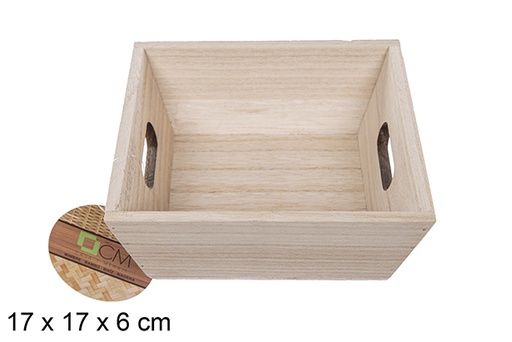 [111692] Coffret carré en bois naturel 17 cm