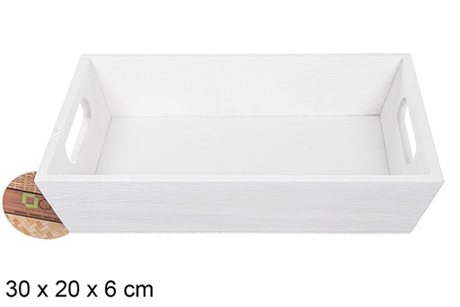 [111702] Boîte en bois blanche 30x20x6 cm