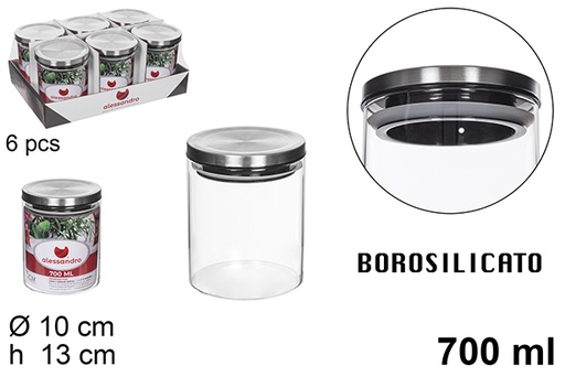 [112194] Barattolo in borosilicato coperchio acciaio 700 ml