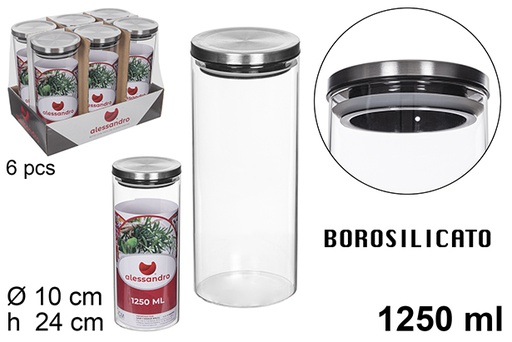 [112196] Bote borosilicato tapa acero 1250 ml