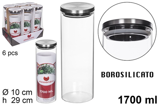 [112197] Barattolo in borosilicato coperchio acciaio 1.700 ml