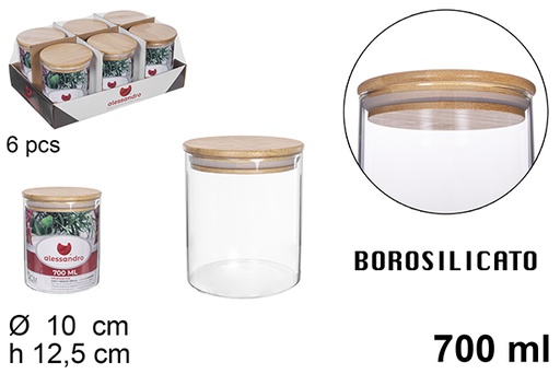 [112198] Pot en borosilicate avec couvercle en bambou 700 ml