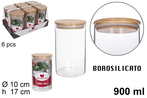 [112199] Frasco de borosilicato com tampa de bambu 900 ml