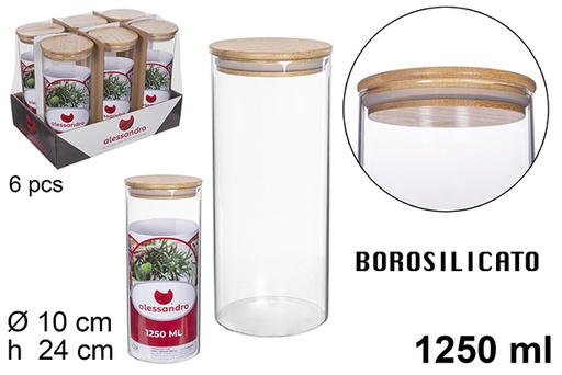 [112200] Borosilicate jar with bamboo lid 1.250 ml