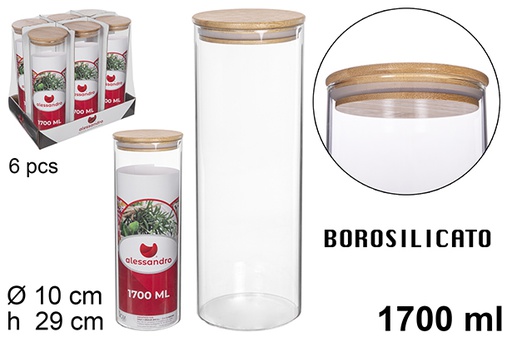 [112201] Borosilicate jar with bamboo lid 1.700 ml