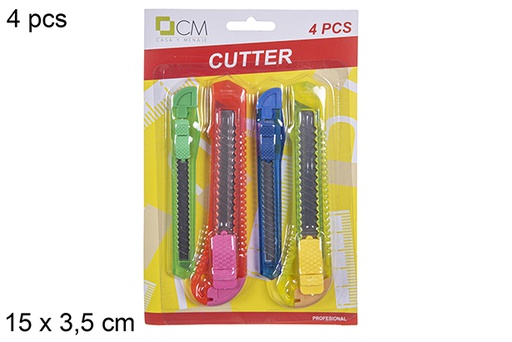 [111765] Pack 4 cutter de couleurs assorties 