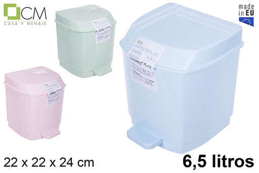 [112945] Poubelle de salle de bain en plastique à pédale couleurs pastel 6,5 l.