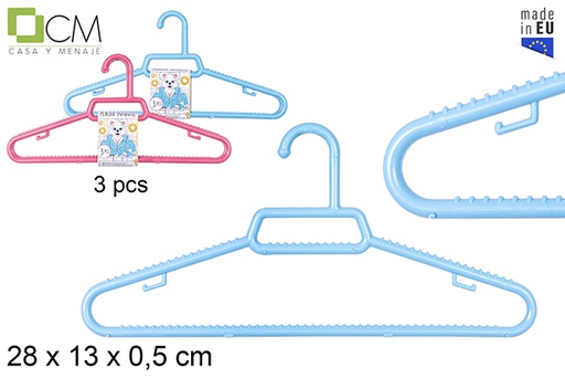 [102929] Pack 3 cabides de plástico infantil cores diversas