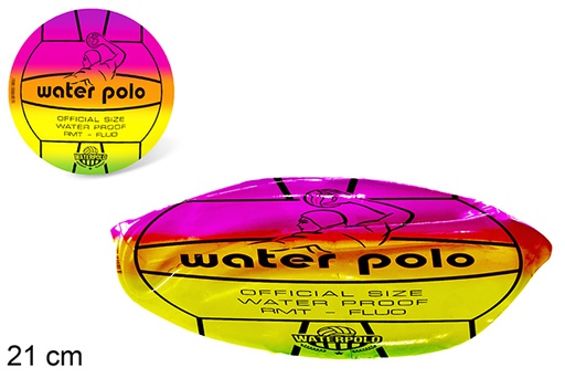 [112243] Balón deshinchado decorado waterpolo fluor 21 cm