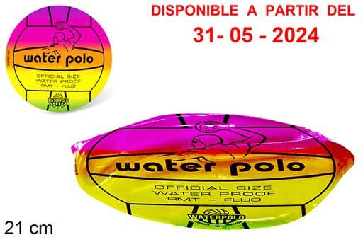 [112243] ballon dégonflé décoré water polo fluo 21cm