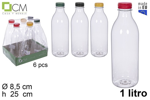 [113483] Botella plástico leche/zumo PET transparente 1 l.