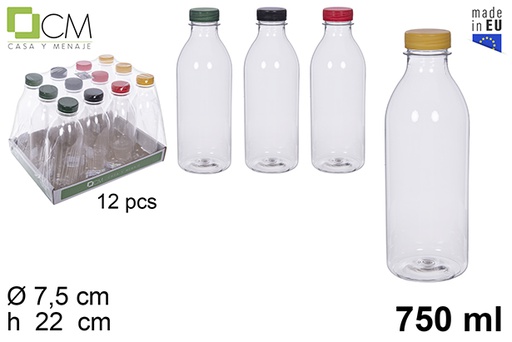 [113484] Botella plástico leche/zumo PET transparente 750 ml