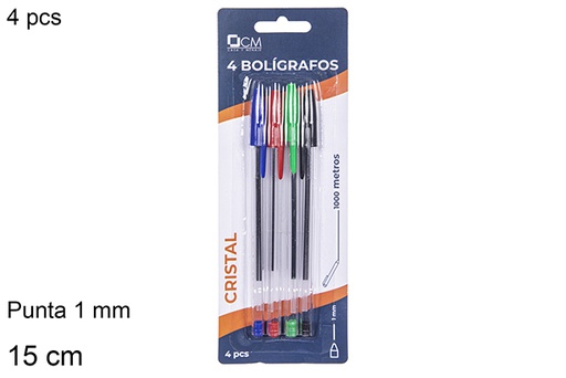 [112236] Pack 4 penne a sfera cristal colorato