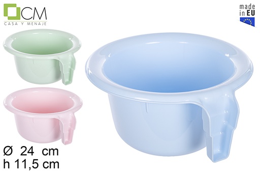 [114448] Pot en plastique avec poignée couleurs pastel