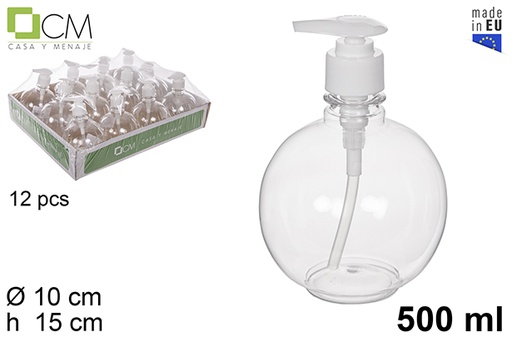[114533] Flacone in plastica a sfera con dosatore trasparente 500 ml